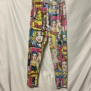 Casa Lee Leggings Pop Art Collage Retro Style Fluky Fabrics X Large Comic